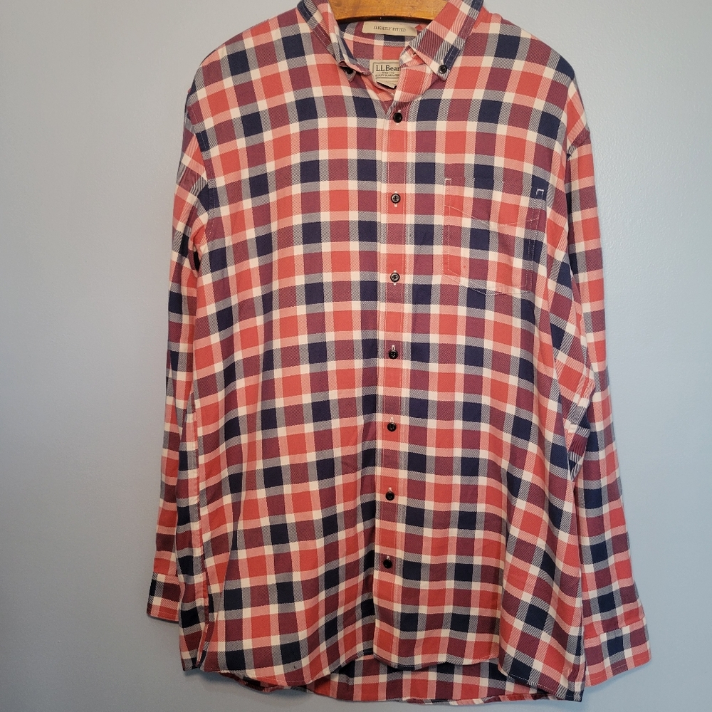 L.L.Bean Men's‎ Button Down Shirt Size L-Tall Plaid Multi Color Long Sleeve